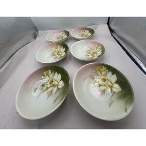 Set of 6 RS Germany Daffodil Dessert Bowls Floral Theme 5 7/8”